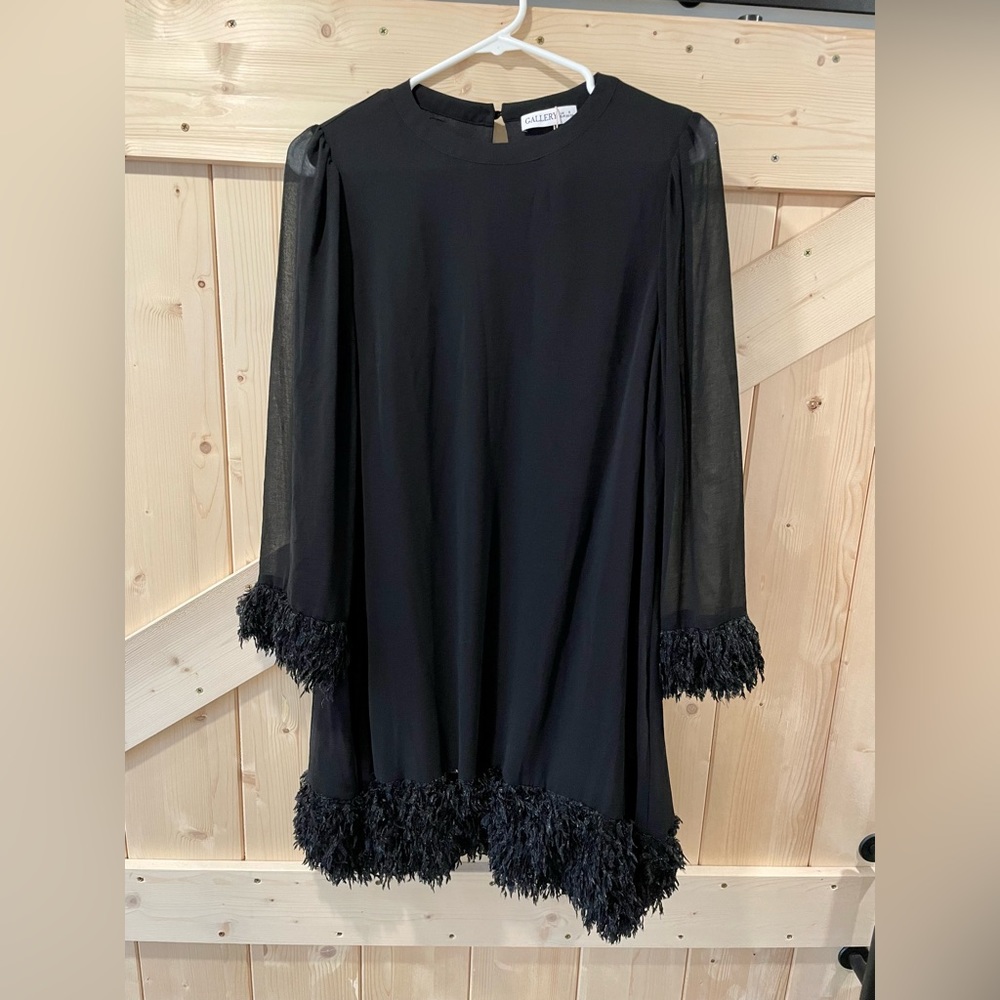 Black Mini dress with faux feathers